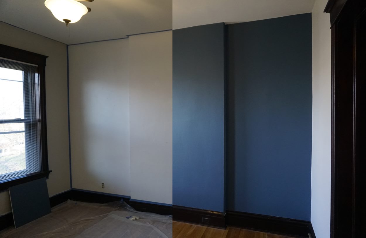 Office, before and after painting blue